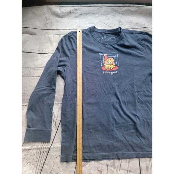 Life is Good Crusher Tee Mens XL Long Sleeve Shirt Dog Puppy Christmas Peace - Picture 4 of 9